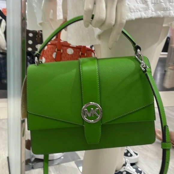 Michael Kors Greenwich Medium Saffiano Leather Satchel Crossbody Shoulder Bag - Picture 10 of 16